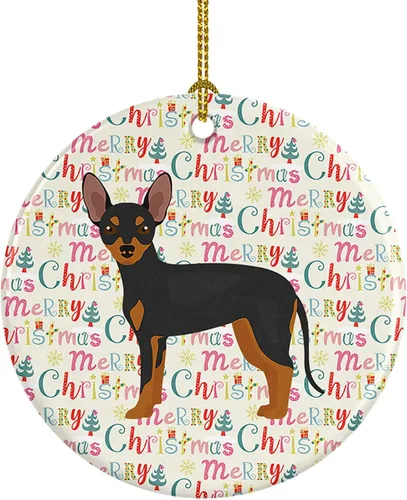Vista 81 de Caroline's Treasures Abyssinian Sand Terrier - Adorno de cerámica para colgar en el árbol de Navidad, para el hogar, Navidad, fiestas, regalo, 3
