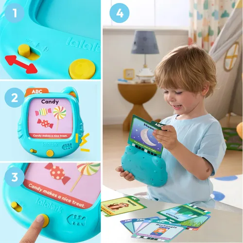 Vista 6 de Tarjetas parlantes educativas lalalark para niños de 3, 4, 5 años, juguetes de aprendizaje para niños con 136 palabras visuales y 64 juegos, juguete