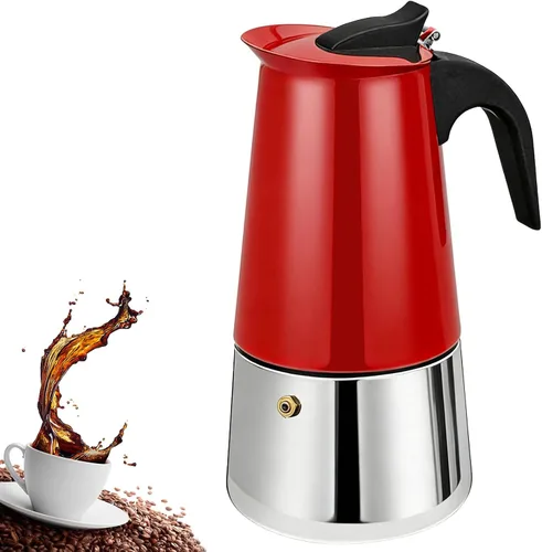 Vista 11 de Estufa de 2 tazas de acero inoxidable, cafetera italiana, capacidad para café moca, cocina clásica de inducción para el hogar y campamento, 3.3