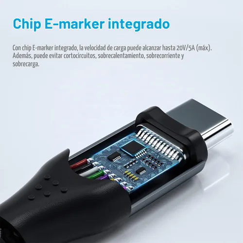 Vista 5 de Fasgear Cable USB C a USB C de 1.6 pies, tipo C USB 3.1 Gen 2 10Gbps 4K @60Hz Salida 5A 100W Entrega de energía de carga rápida (PD), para estación