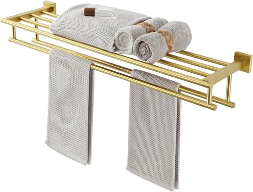 Vista 19 de Alise Toallero, Estante de Toallas con Barras Dobles para Lavabo de Baño, SUS 304 Acero Inoxidable de Montaje en Pared, 40.6 cm Níquel Cepillado