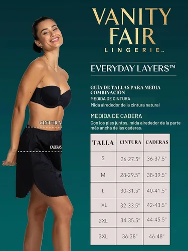 Vista 5 de Vanity Fair Women's Anti-Static Nylon Half Slip for Under Dresses, Available up to size 3XL 14 pulgadas - negro