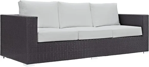 Vista 9 de Modway Sofá de mimbre para patio al aire libre Convene en color beige espresso