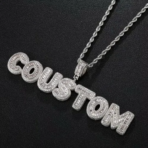 Vista 3 de HDMENC - Collar con nombre personalizable, colgante de letra grabada para hombres y mujeres, colgante de letra inicial con cadena, joyería dorada
