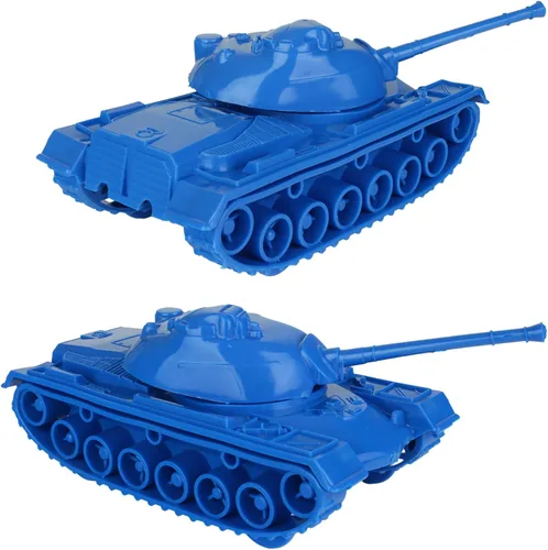 Vista 3 de TimMee - Tanques de juguete para hombres de plástico del ejército - Azul WW2 3pc - Hecho en Estados Unidos