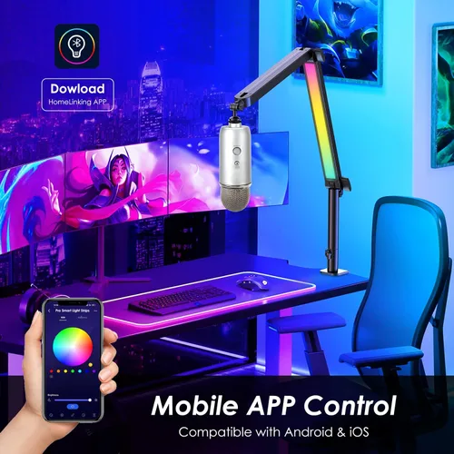 Vista 6 de Brazo de micrófono RGB para Fifine, HyperX QuadCast 1/2 / QuadCast S/SoloCast, Shure SM7B / MV7, Blue Yeti, Rode, Shure, Razer, micrófono de juego