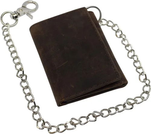 Vista 2 de Billetera de cuero vintage con bloqueo RFID para hombre, con cierre a presión