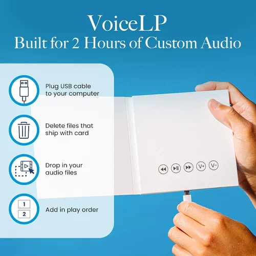 Vista 7 de VoiceGift VoiceLP - Reproductor de audio y música digital MP3 y WAV, color blanco Tarjeta de felicitación de reproducción de audio para mixtapes
