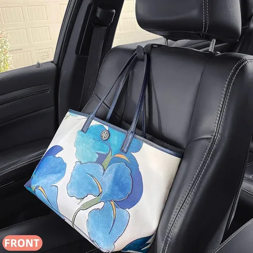 Vista 3 de Gancho para bolso de automóvil, reposacabezas de asiento trasero, perchas de cuero auténtico, accesorio organizador de vehículos duradero