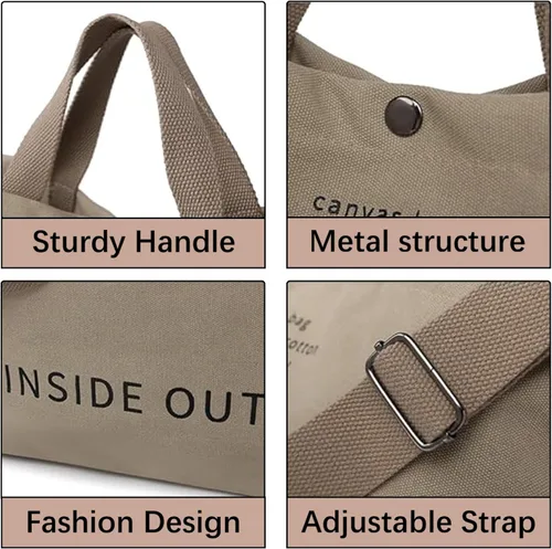Vista 5 de Bolso de mano de lona grande para mujer, bolso de trabajo casual para hombro, bolso cruzado con asa superior, bolsos cruzados
