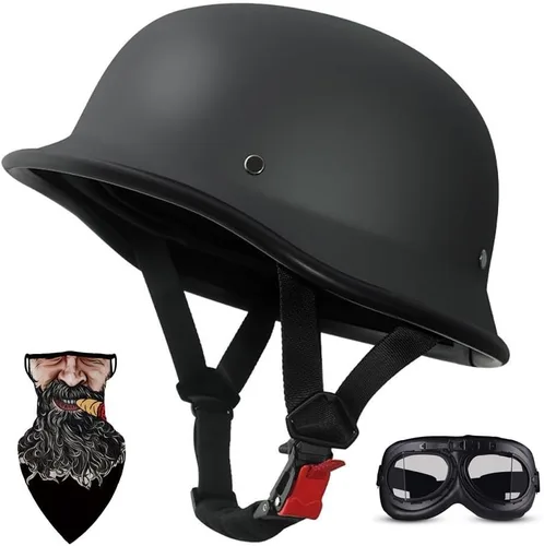 Vista 8 de Cascos de Moto Retro Jet para adultos, hombres y mujeres, DOT Homologado Semi Cubierto Vintage Ligero 22.93 oz, ABS 709S + EPS, forro fresco