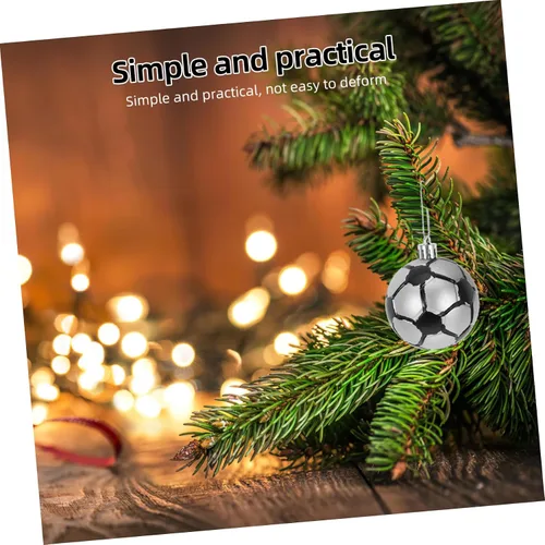 Vista 7 de Toyvian 6 adornos de bola de fútbol de Navidad, decoraciones de bolas de árbol de Navidad para pelota de fútbol, temática deportiva, decoraciones