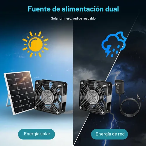 Vista 3 de HG Power Ventilador solar de 25 W para gallinero con termostato 24/7