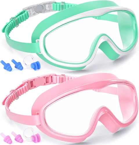 Vista 14 de COOLOO Kids Swim Goggles for Age 3-15, 2 Pack Kids Goggles for Swimming