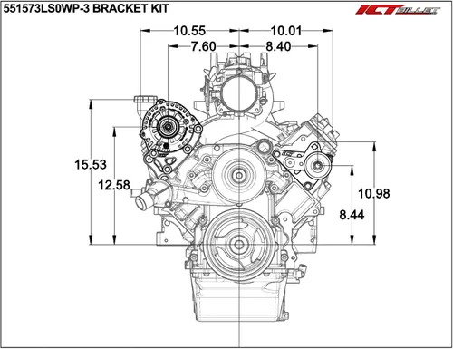 Vista 2 de LS Truck - Soporte de reubicación Turbo LSX para alternador y tensor de correa (utiliza LS1 WP)