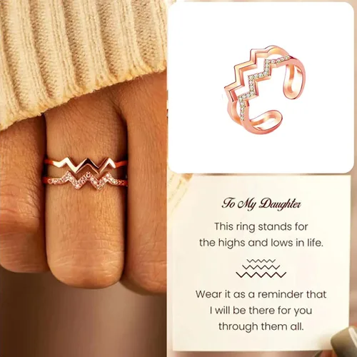 Vista 20 de Regalos para hija de mamá, anillo de circón de doble onda, anillos de madre e hija, artículos de moda, regalos de cumpleaños, Navidad, 2025