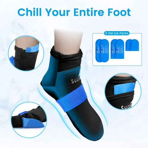 Vista 5 de SuzziPad Calcetines de terapia de frío y guantes fríos de bolsa de hielo para quimioterapia neuropatía, paquete de cuidado de quimioterapia