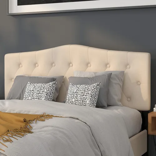 Vista 17 de Flash Furniture Cambridge - Cabecera tapizada capitoné tamaño individual en tela beige