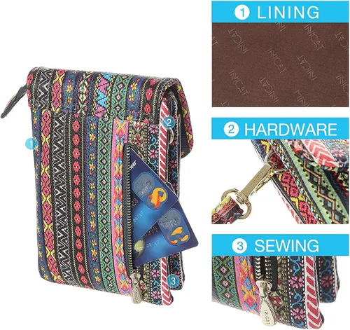 Vista 3 de MINICAT - Bolso cruzado para mujer pequeño bolsillos espaciosos para celular bolsa de mano para mujer