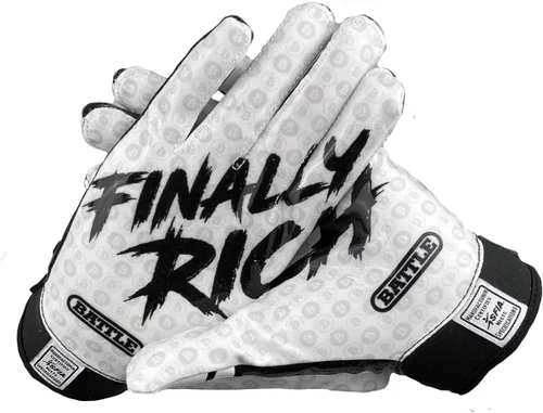 Vista 9 de Battle Sports - Guantes de fútbol americano para receptor abierto con dorso de mano, ultraadherentes y con agarre, antideslizantes, para adultos