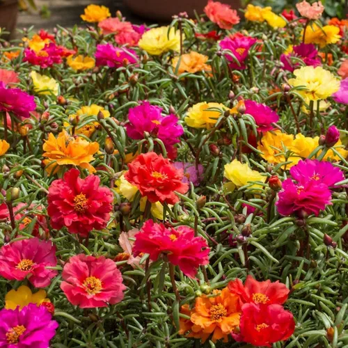 Vista 6 de Semillas Musgo Rosa Doble Mezcla Portulaca Flores Anuales
