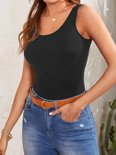 Vista 5 de DYLH Cotton Racerback Extra Long Tank Tops for Women Workout Layering Running Multi Pack Activewear