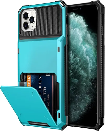 Vista 26 de Vofolen Funda protectora para iPhone 11, 4 tarjetas, ranura para identificación, puerta abatible, bolsillo oculto, antiarañazos, doble capa