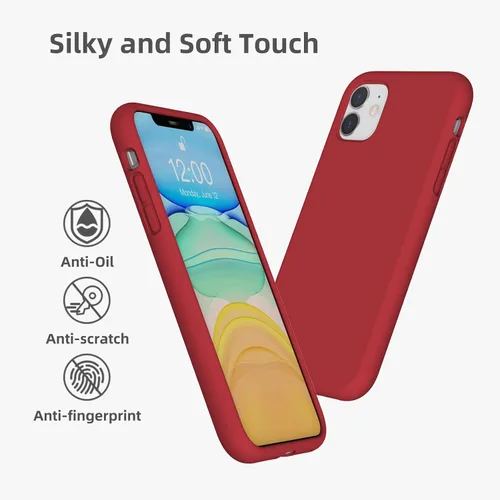 Vista 6 de Funda de silicona líquida compatible con iPhone 11, color rojo [Protección contra caídas] [Resistente a los arañazos, a prueba de golpes]
