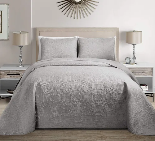 Vista 2 de Fancy Collection Solid # Austin - Juego de colcha, cubrecama, estampado en relieve.