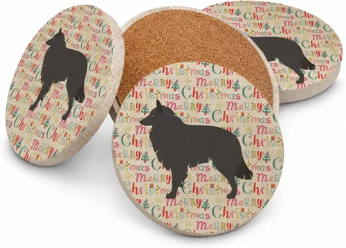 Vista 69 de AIDI Atlas Mountain Dog Merry Christmas - Posavasos grandes de piedra arenisca, paquete de 4