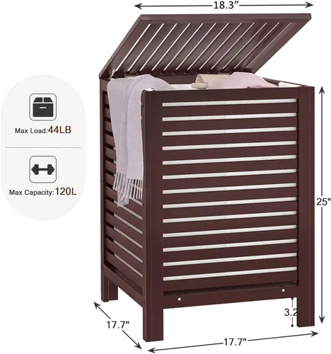 Vista 8 de Homykic Paquete de cestas de bambú para almacenamiento y ropa sucia, color espresso