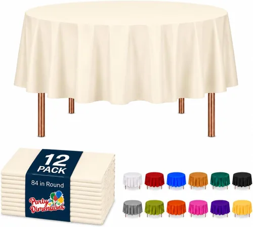 Vista 37 de Party Dimensions Mantel de plástico negro, paquete de 12 manteles rectangulares desechables de 54 x 108 pulgadas para mesas de 6 a 8 pies