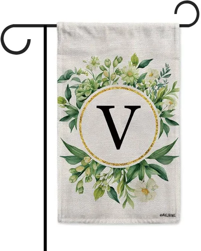 Vista 33 de Monogram Initial Letter P House Flag Flower Wreath Simple Style Letter Flag 28x40 Inch Vertical Double Sided for Outdoor Yard Decor