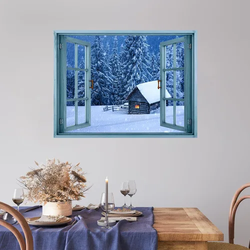 Vista 23 de wall26 Adhesivo de Pared Papá Noel Llevando Regalos Ventana Abierta Mural, No Se Despega y No Se Pega, Papel Tapiz No Tejido Decorativo