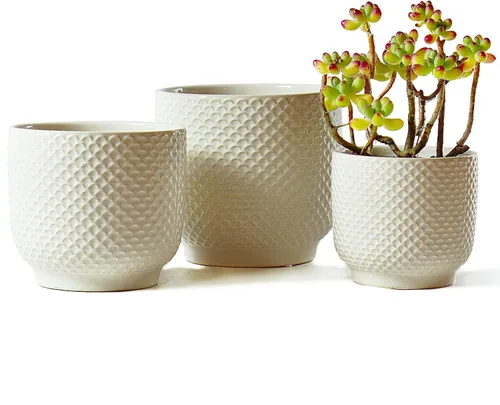 Vista 9 de Macetas de cerámica de 4 + 5 + 6 pulgadas para plantas de interior, macetas para plantas suculentas, maceta de orquídea con orificio de drenaje Azul