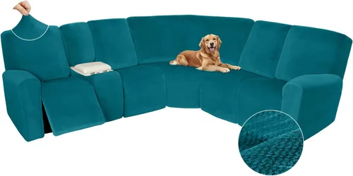 Vista 60 de Arfntevss Fundas de sofá seccional reclinable de terciopelo, Funda de sofá seccional de esquina para sofá reclinable, Funda elástica suave