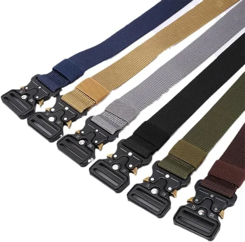 Vista 3 de Cinturón táctico para hombre, resistente hebilla de metal de liberación rápida, ajustable, estilo militar, cinturones de nailon