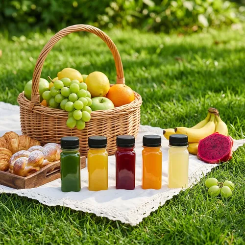 Vista 7 de TOMNK 45 botellas de plástico de 2 onzas con tapas, botellas de chupito de jengibre, recipientes reutilizables transparentes a granel para inyección