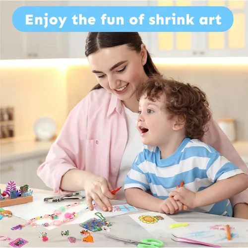 Vista 3 de Auihiay 50 hojas de plástico retráctiles, mini papeles de película retráctil para niños, bricolaje, llaveros, decoración de Pascua y regalos del día