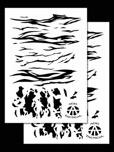 Vista 2 de Acid Tactical® Paquete de 2 plantillas de pintura en aerosol con diseño de camuflaje de 9 x 14 pulgadas – Duracoat Gun Duck Boat Camo
