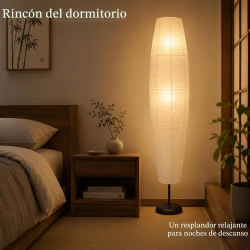 Vista 6 de Lámpara de pie de papel de arroz de estilo japonés, 54 pulgadas
