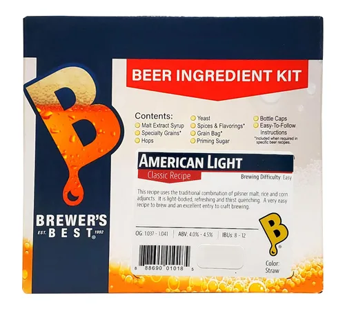 Vista 2 de Brewer"s Best BIK-1018 American Light Homebrew Kit de ingredientes de cerveza