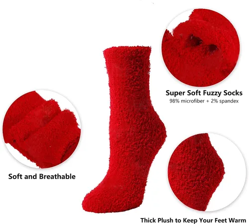 Vista 4 de 6 pares de calcetines mullidas de microfibra para mujer, calcetines mullidas para dormir en invierno