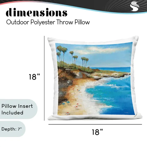 Vista 4 de Stupell Industries Liz Jardine - Almohada de playa tropical, diseño de escena de entrada, 18 x 18 pulgadas, multicolor