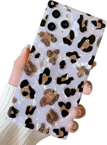 Vista 14 de Elegante funda con patrón de perlas compatible con iPhone, de borde rectangular, delgada, suave, de silicona de poliuretano termoplástico (TPU)