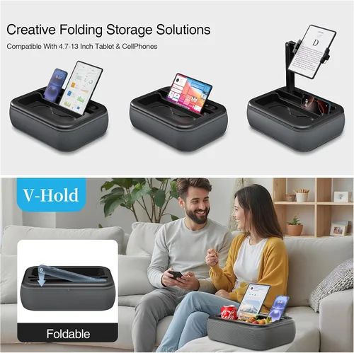 Vista 3 de V-Hold - Soporte de almohada para tableta, soporte de almohada Kindle con cuenco para aperitivos, soporte para tablet para regazo en la cama