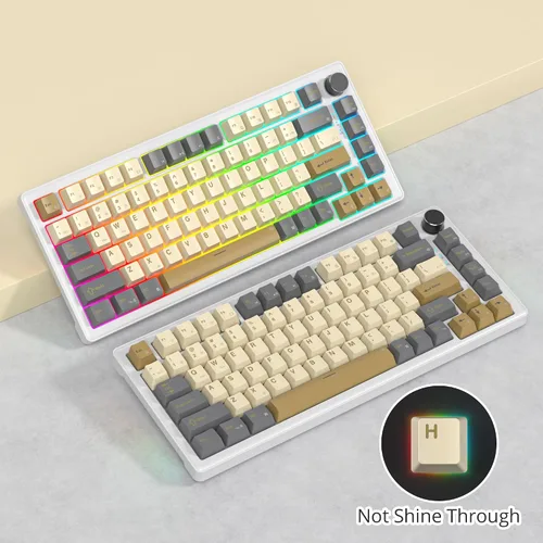 Vista 7 de 75% Teclado para Juegos con Cable, Montaje de Junta de Intercambio en Caliente, Interruptor Blanco, Teclado Mecánico TKL de 82 Teclas, NKRO Cremoso
