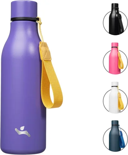 Vista 41 de Konokyo Botella de agua aislada con correa, botella de agua de acero inoxidable de 18 onzas de doble pared con aislamiento al vacío, frasco de Verde