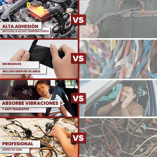 Vista 4 de XFasten Cinta de arnés de cables, 1.3 pulgadas x 50 pies, arnés de cableado de alta temperatura, cinta eléctrica de tela de fieltro autoadhesiva