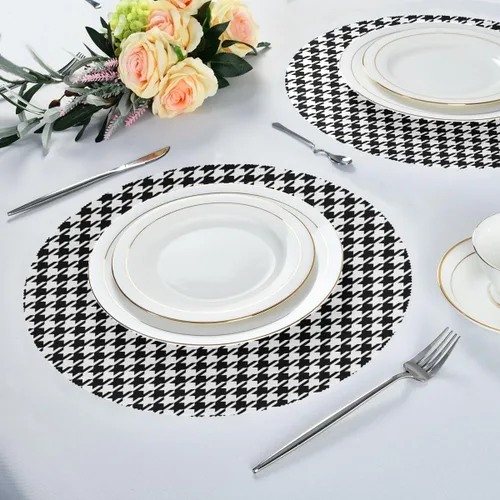 Vista 6 de Manteles individuales de pata de gallo con patrón de superficie para mesa de comedor, mantel individual protector de calor, mantel individual